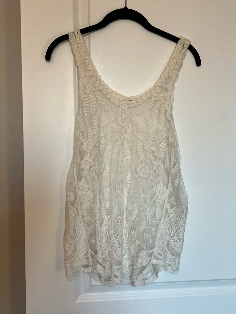 Beige Lace Mesh Tank Top
